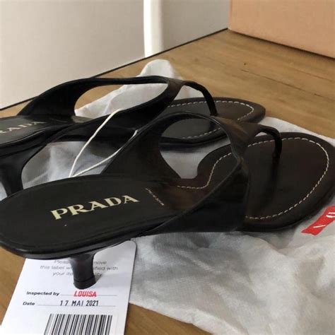 prada women's rubber flip flops|prada slide sandals kitten heel.